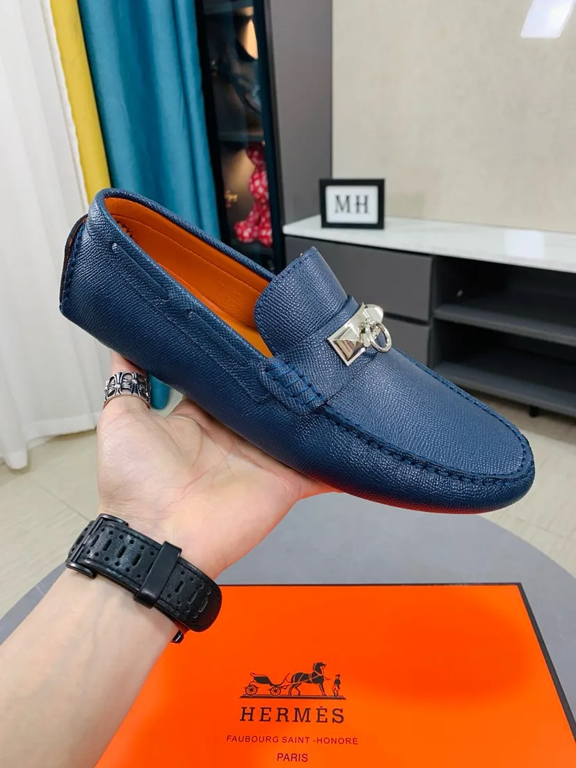 Men's men's shoes 💰458🌹🌹 Comes with packaging [Hermès] Hermès 🚹 Men's new bean slip-on shoes, full of charm, luxury style gentleman's shoes. Hermès exquisite hardware buckle accessories (❌refuse to fade) embossed design elements... interpret the brand image design concept 👑 Material imported cowhide ➕ Selected genuine leather lining ➕ Brand wear-resistant sole stitching 🔍🔍 Size: 38-44
